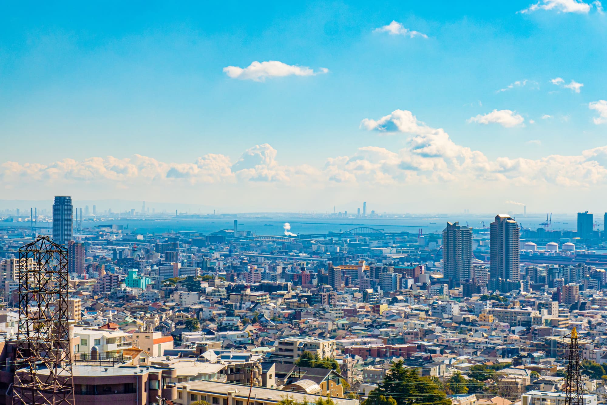 神戸市の土地と空の風景