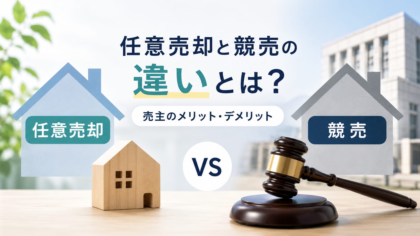 任意売却と競売の違いとは？売主が知っておきたいメリット・デメリット